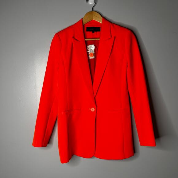NWT Endless Rose Tailored Single Button Blazer Women’s Small Neon Orange - Picture 4 of 10